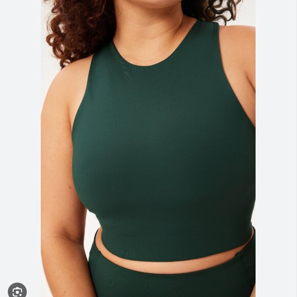 NWT Girlfriend Collective Dylan Tank Bra top green moss gym yoga workout small